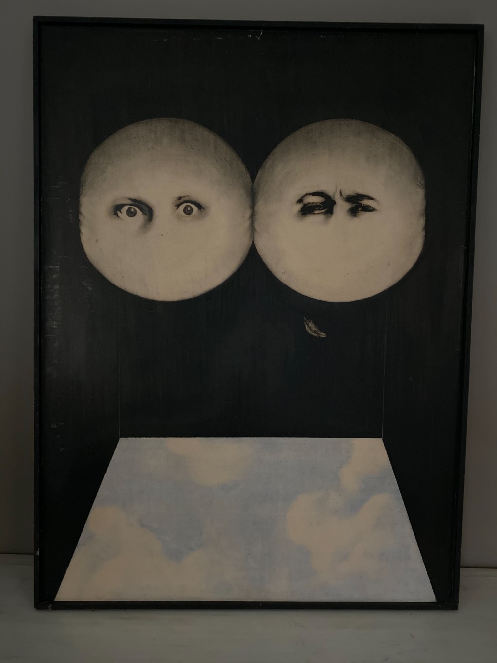 20th Century SURREALIST Painting John Martin Man in the Moon