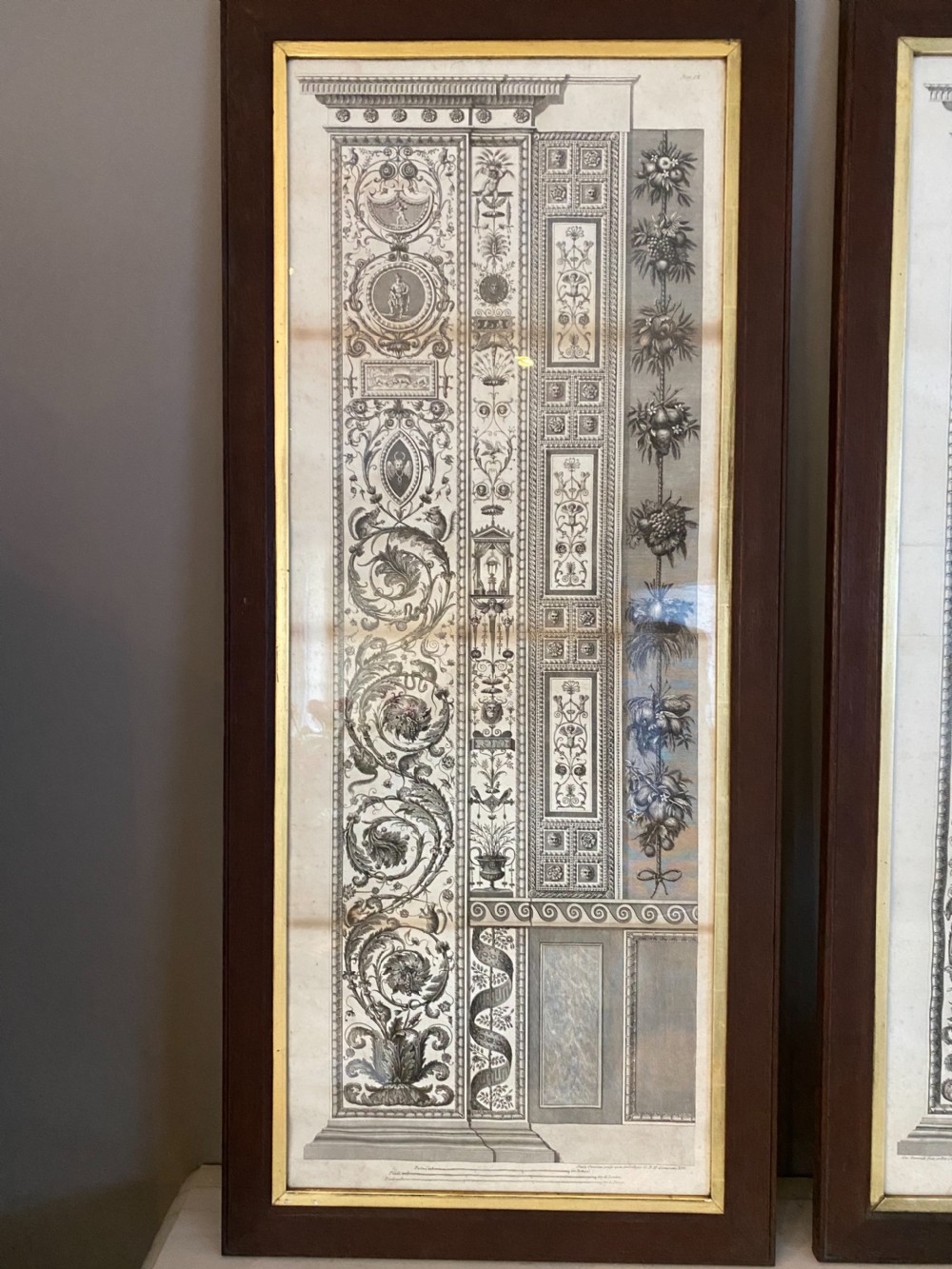 Large 18th Century Engraving by Ottaviani Of Raphael Vatican Loggie Plate V
