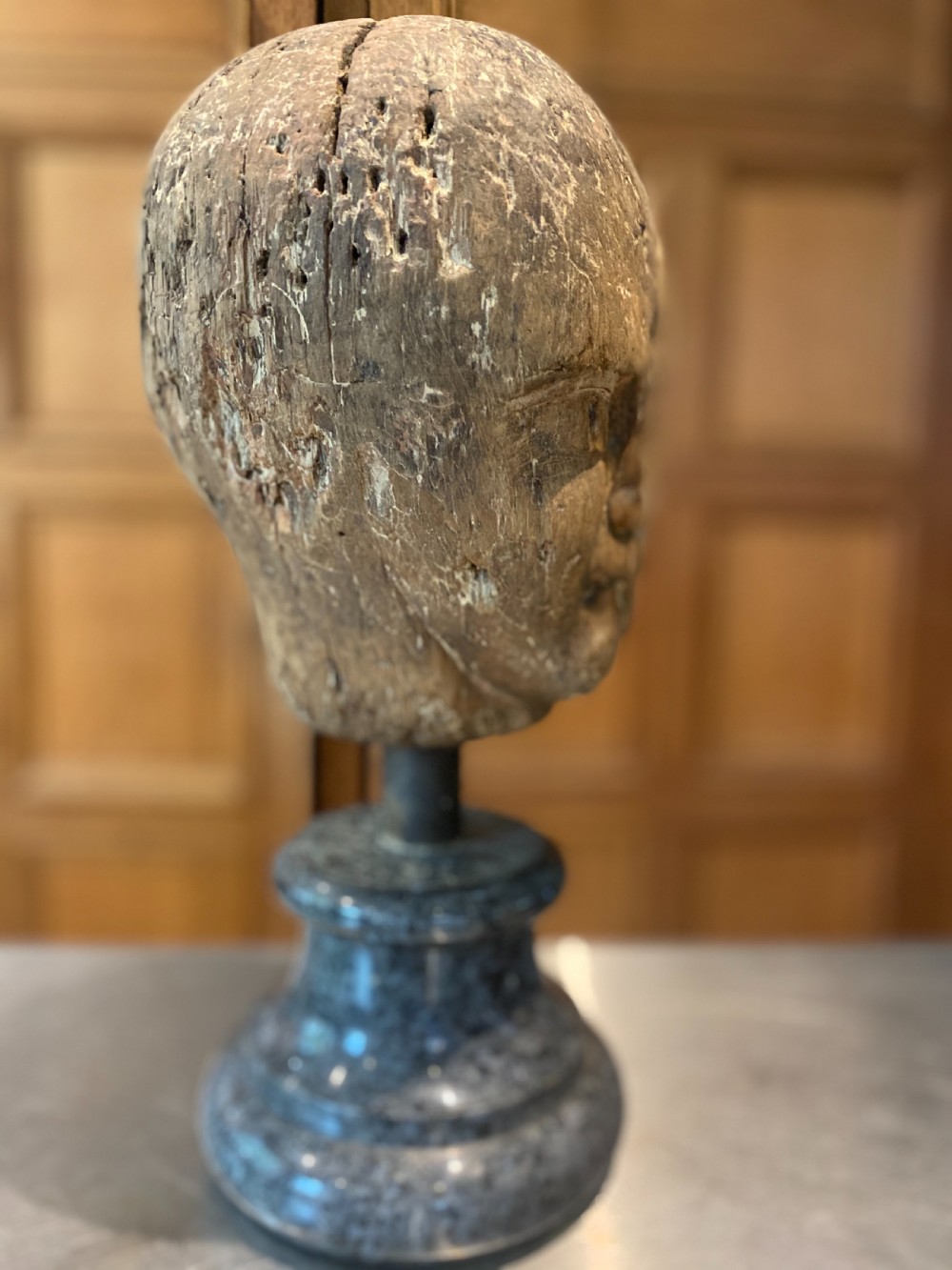 18th Century Carved Wooden Milliners Head  View III