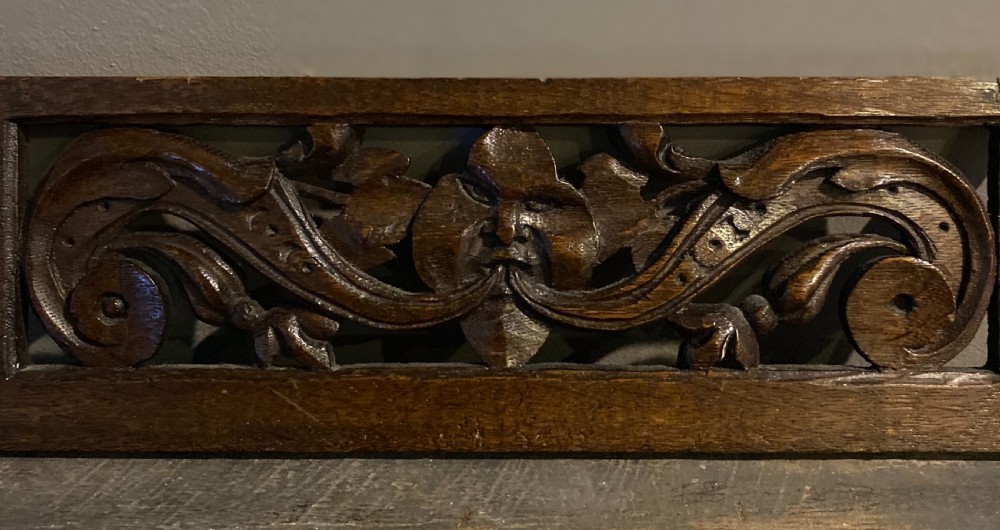 Period Oak Whimsical Pierced Carved Oak Panel