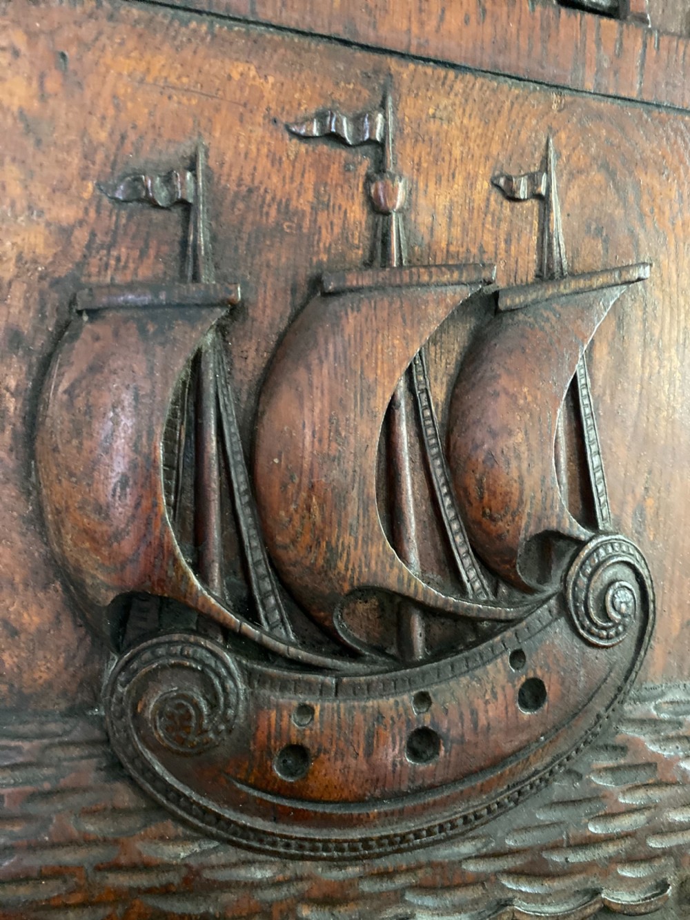 RARE 19th Century Carved Oak French Coat Arms City of Paris. View II