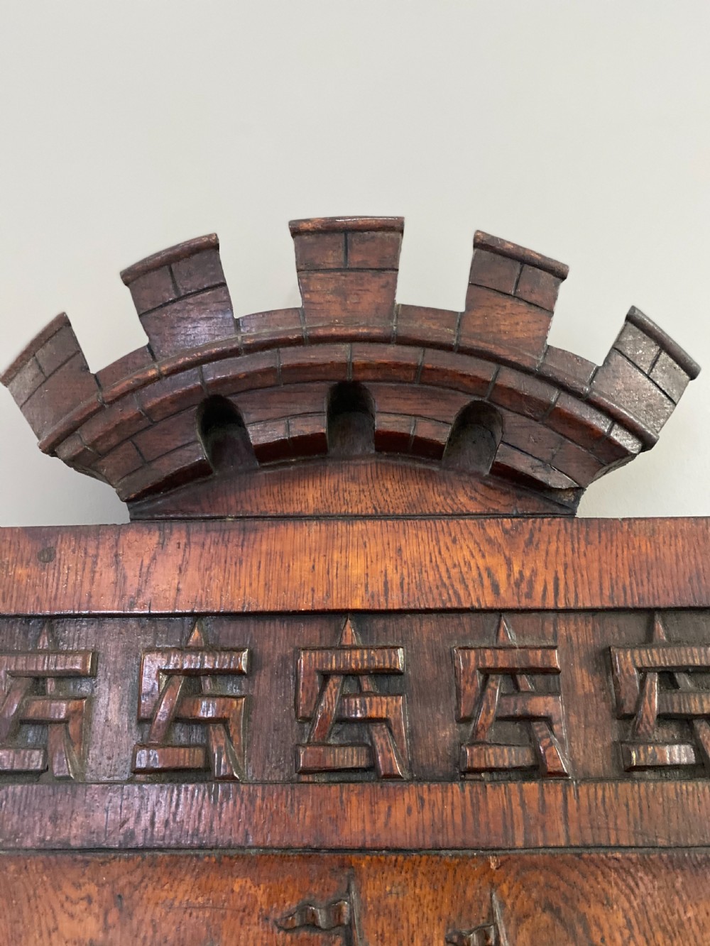 RARE 19th Century Carved Oak French Coat Arms City of Paris. View III