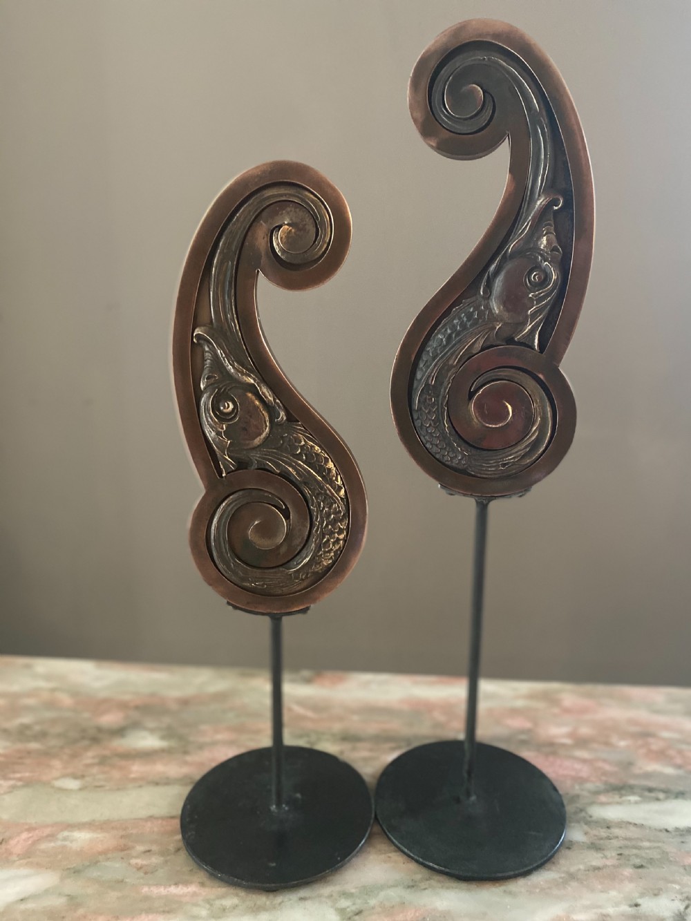 19th Century Architectural Bronze / Brass Sea Serpents