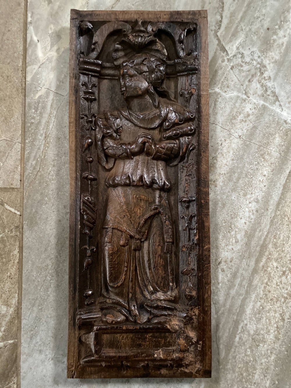 16th Century Carved Oak Panel CARDINAL VIRTUE