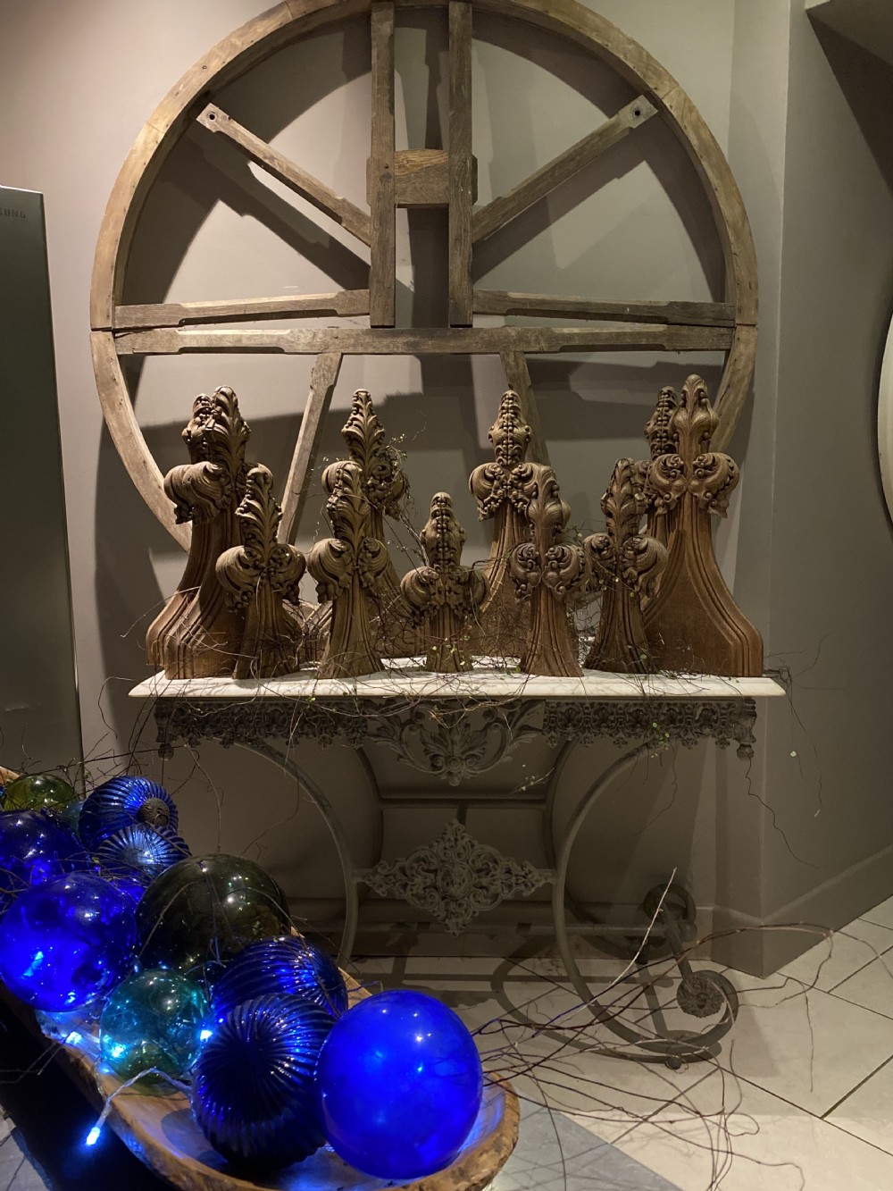 19th Century Huge Gothic Carved Oak Church Wheel.  View III