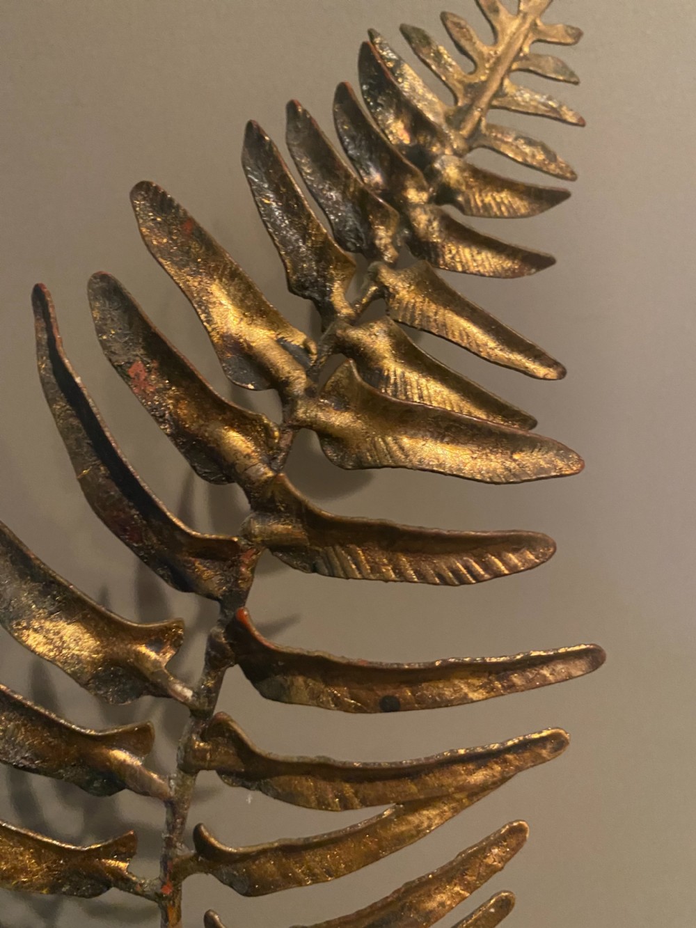 Vintage Toleware  Gilt Iron Sconce Fern Branches View II