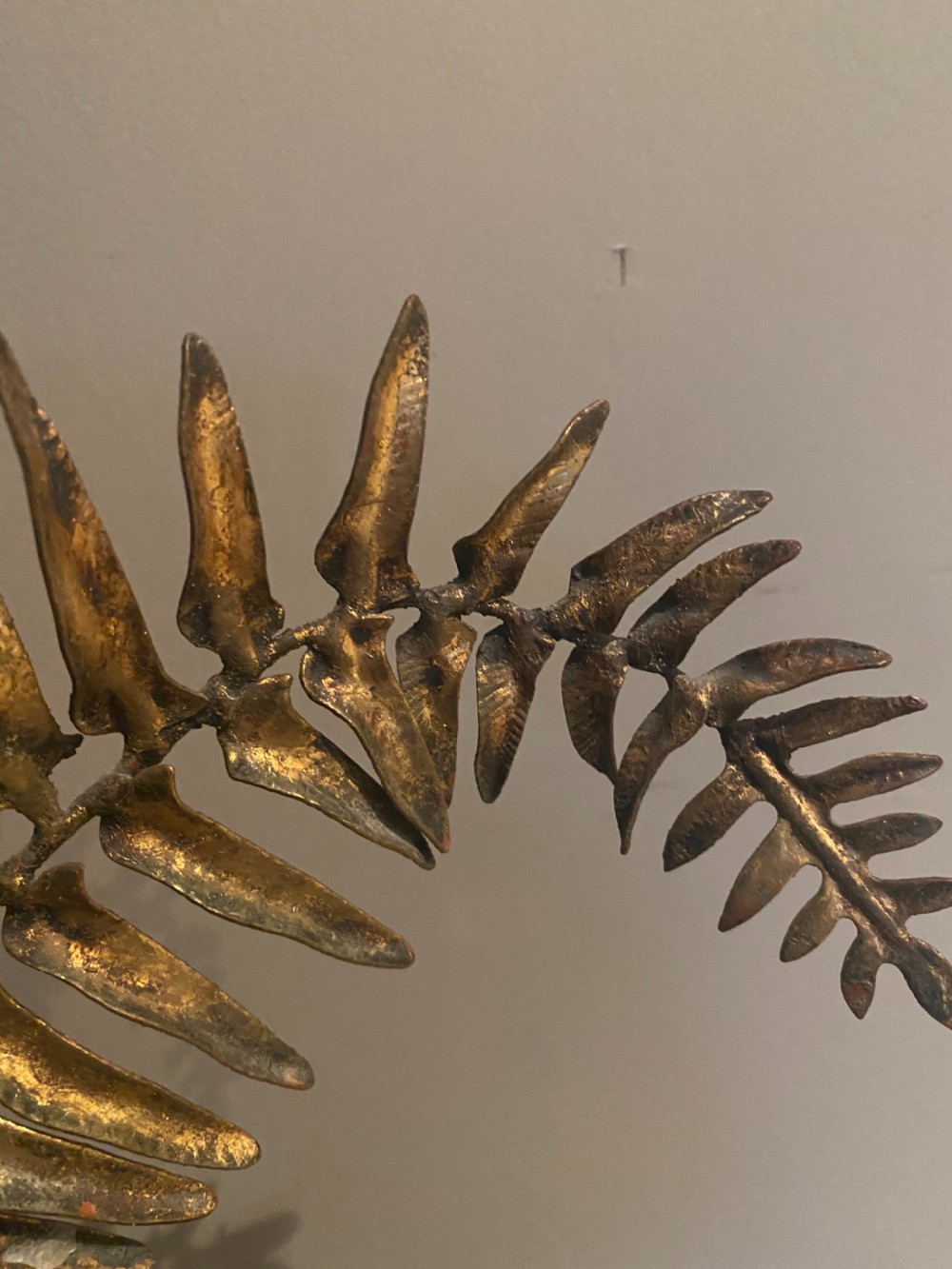 Vintage Toleware  Gilt Iron Sconce Fern Branches View III