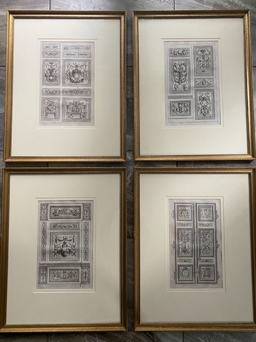 LARGE 18th Century Engravings Palais des Tuileries X 4 Chaveau Francois