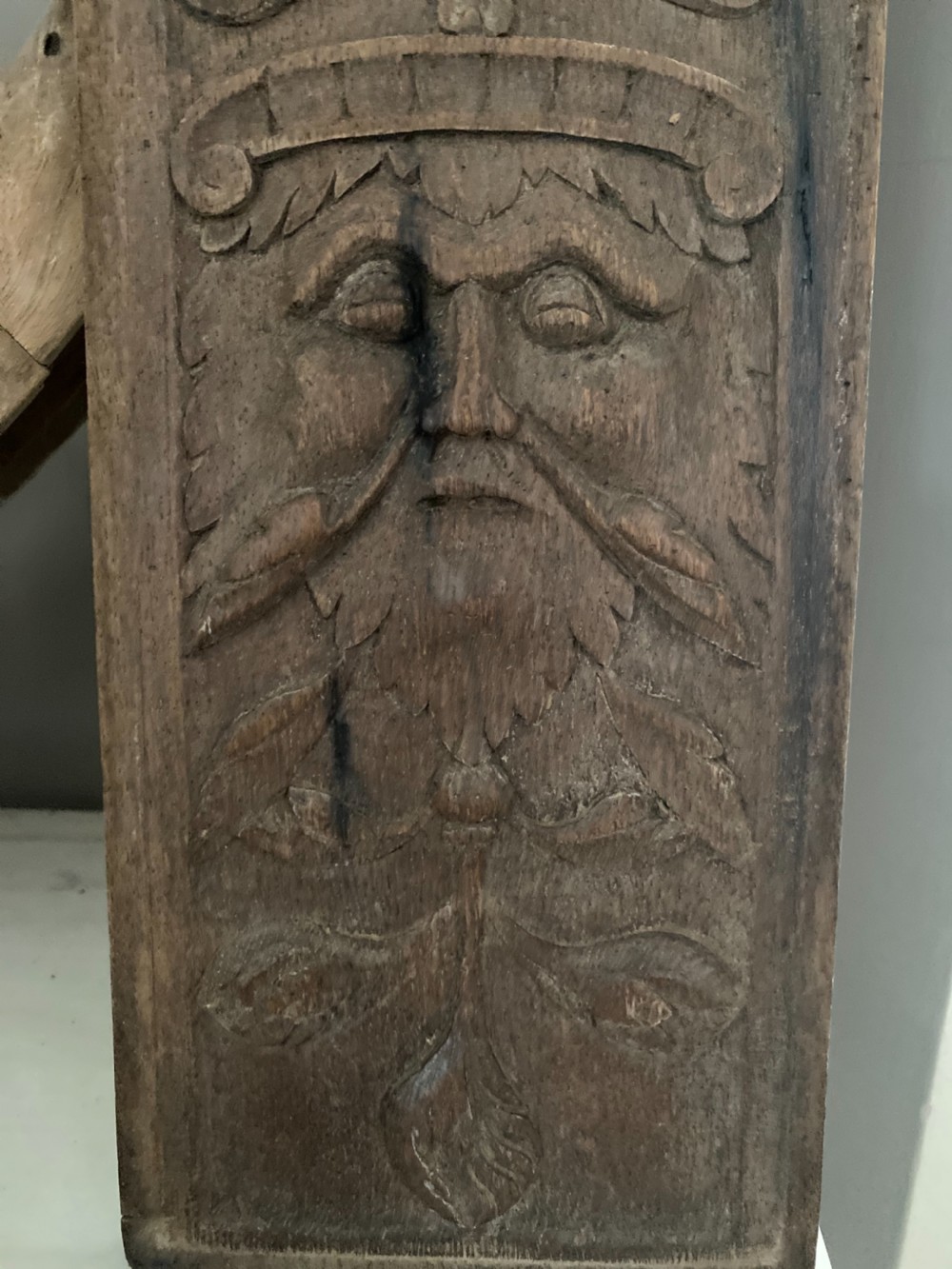 16th Century Carved Oak Green Man Panel View III