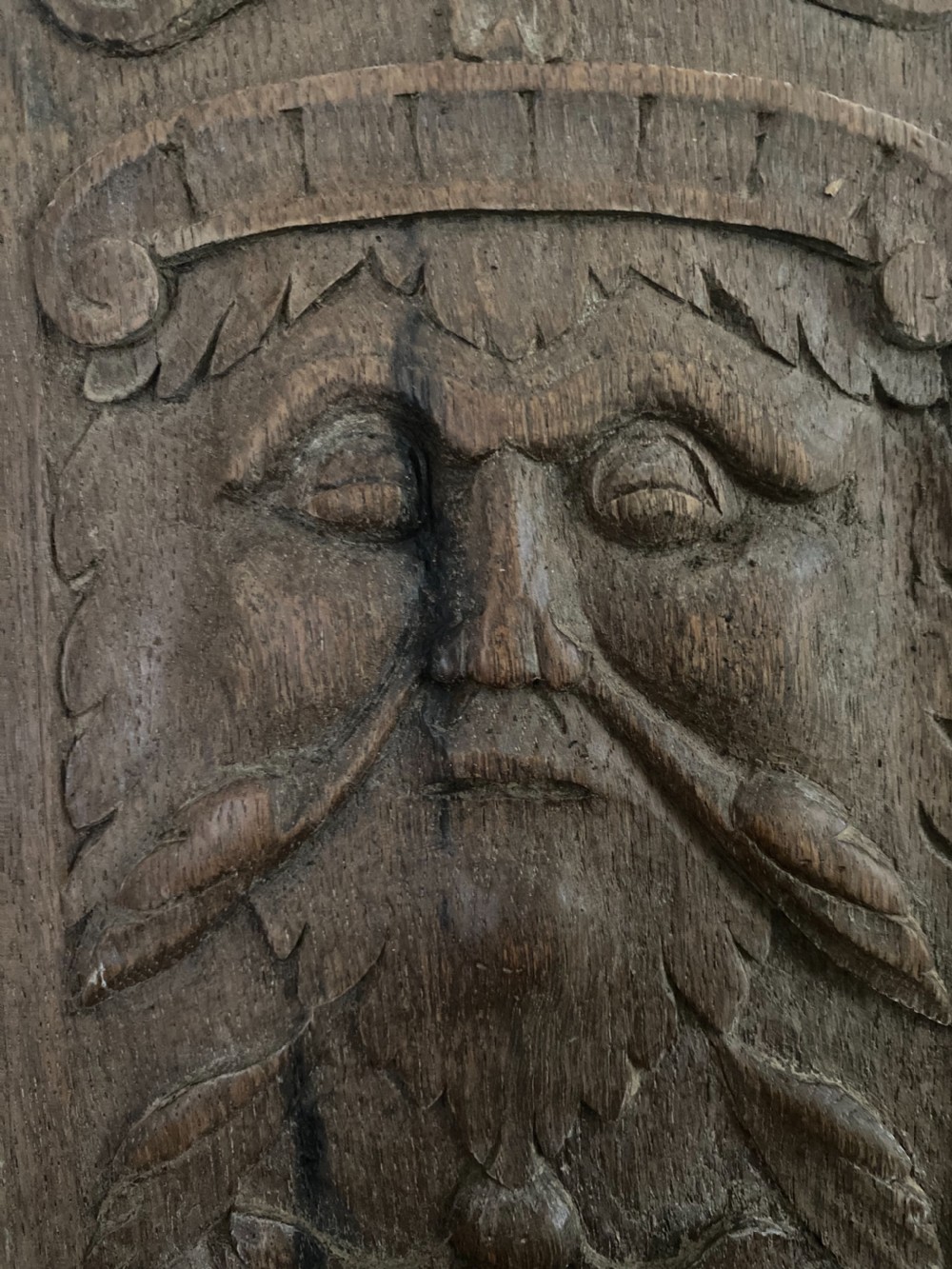 16th Century Carved Oak Green Man Panel View IV