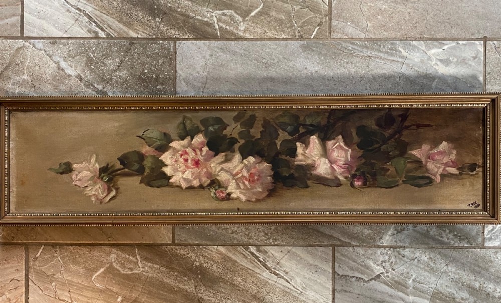 George IV Antique Oil Still Life Oil Painting Roses
