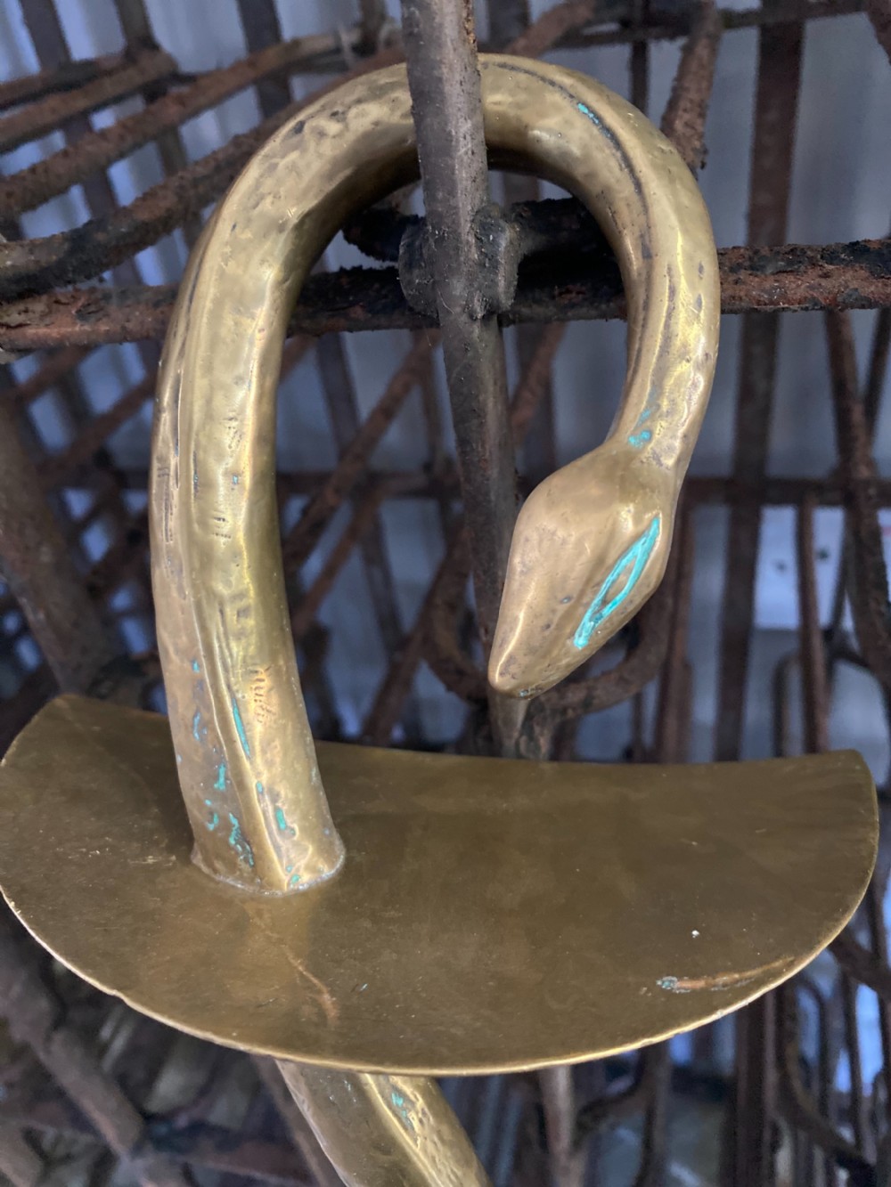 Large 19th Century Rare Parisian Apothecary Bronze Snake Door Handles  View III