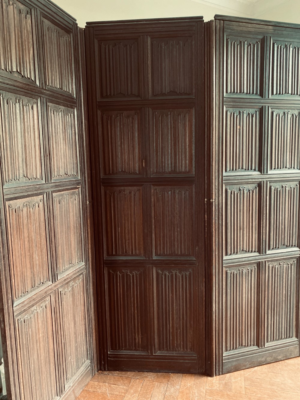 19th Century Carved Oak Linenfold Screen Panel Panelling