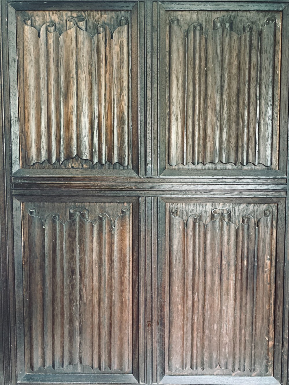 19th Century Carved Oak Linenfold Screen Panel Panelling View II