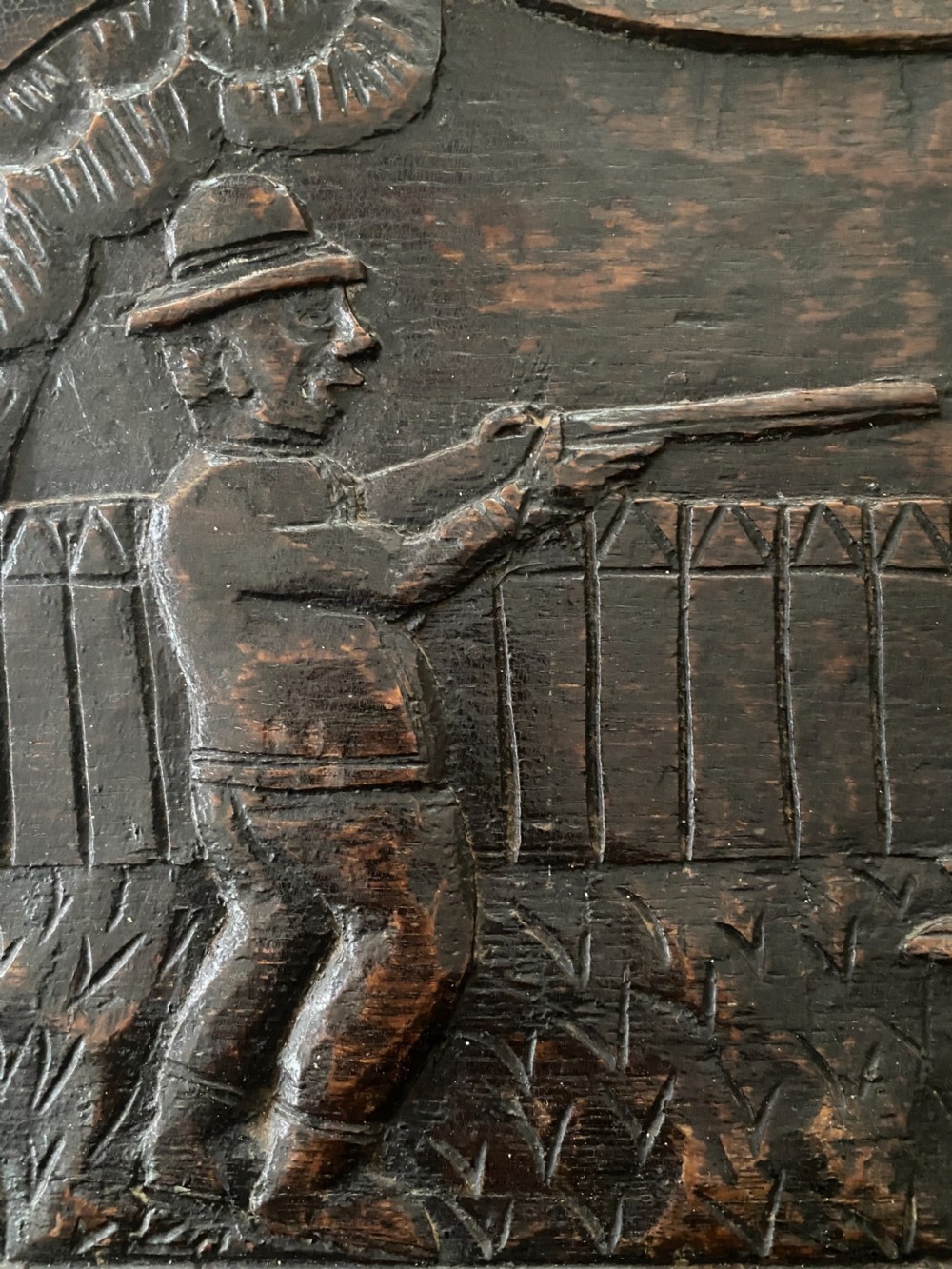 18th Century Carved Oak Humorous Hunting Panel View III