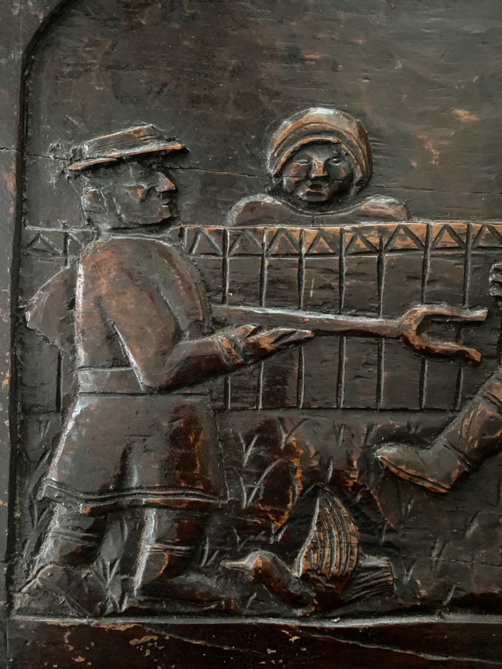 18th Century Carved Oak Humorous Panel  View III