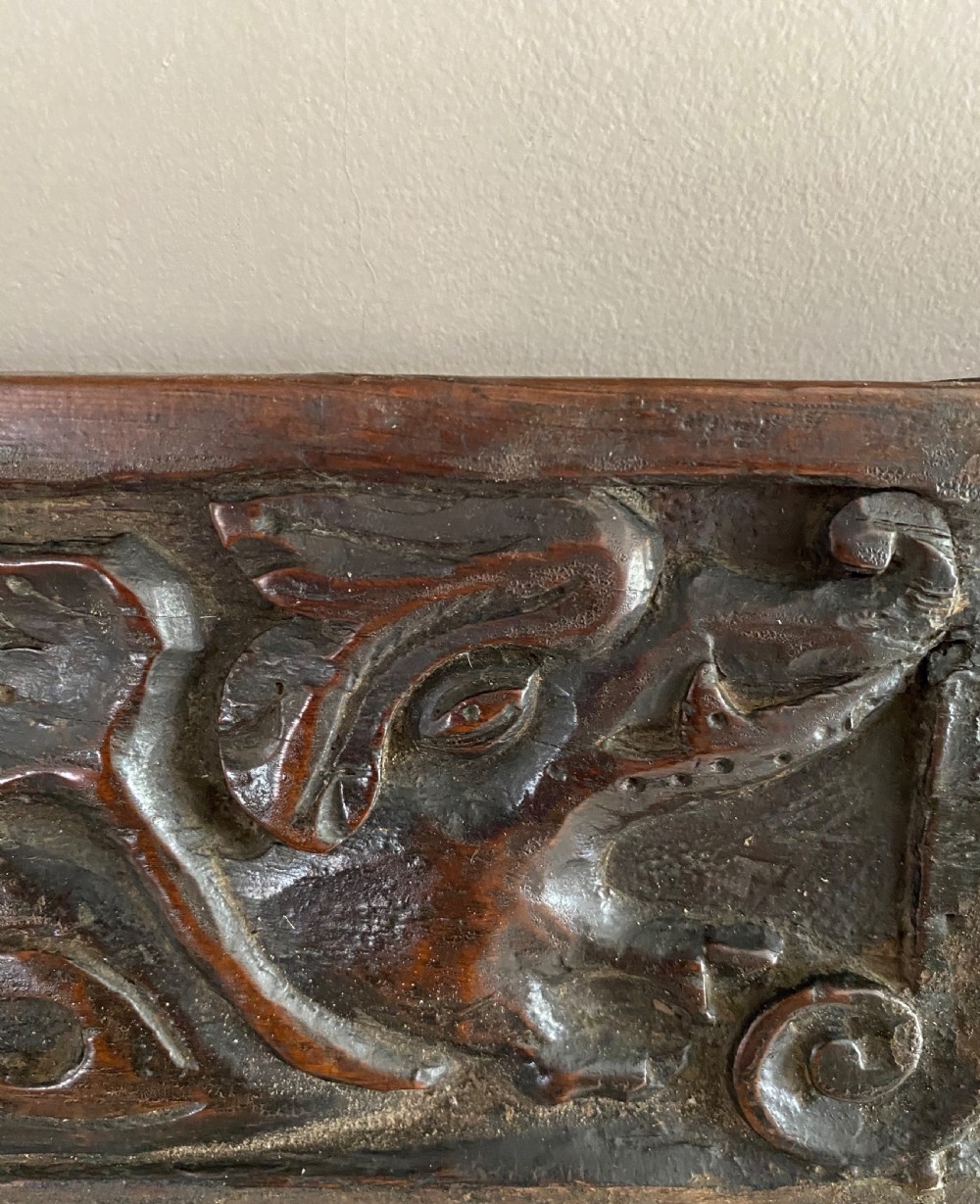 17th Century Carved Oak Black Forest Wild Board Hunting Panel Frieze 1688 View II