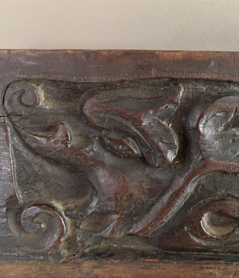 17th Century Carved Oak Black Forest Wild Board Hunting Panel Frieze 1688 View III