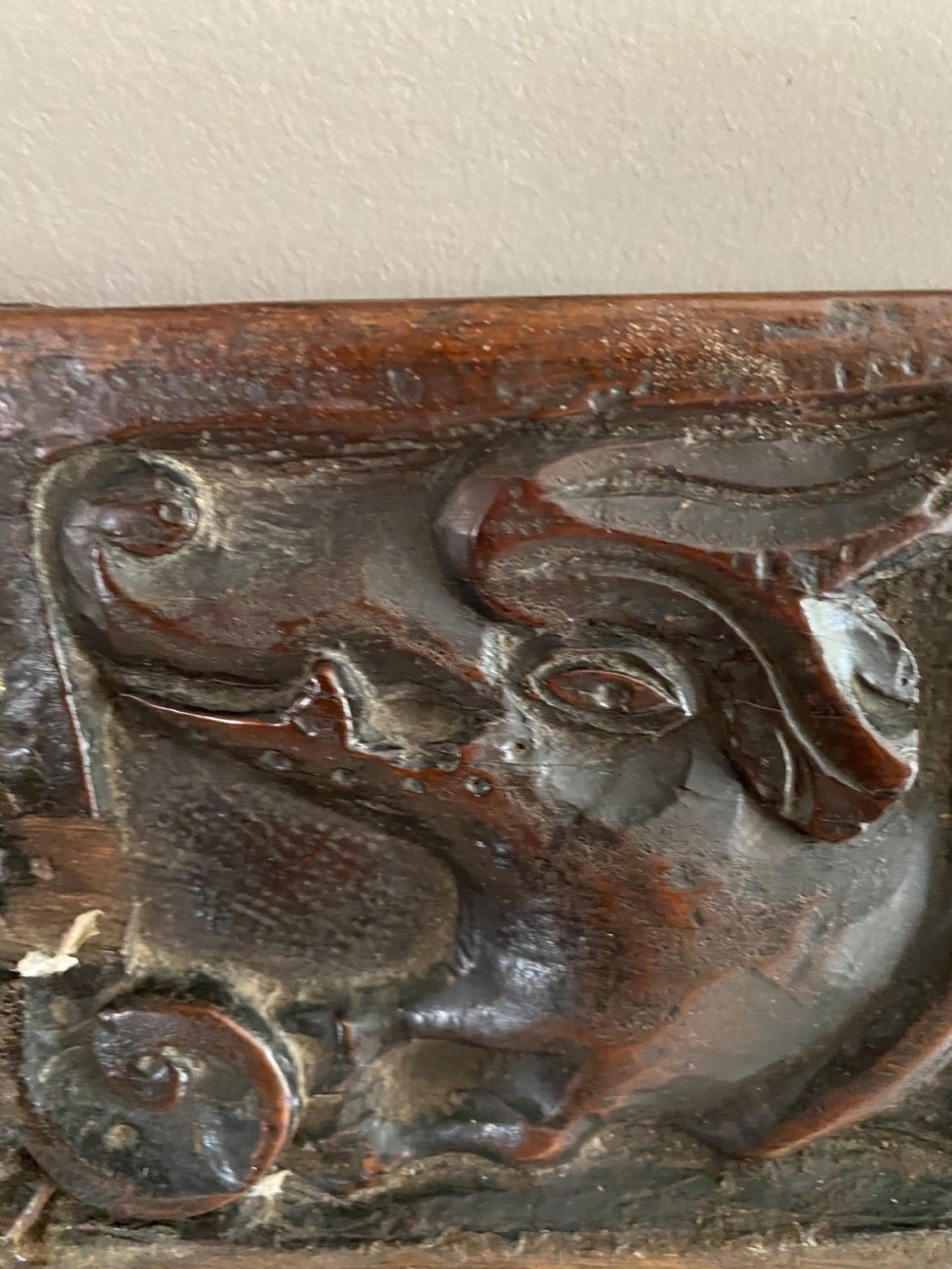 17th Century Carved Oak Black Forest Wild Board Hunting Panel Frieze 1688 View V