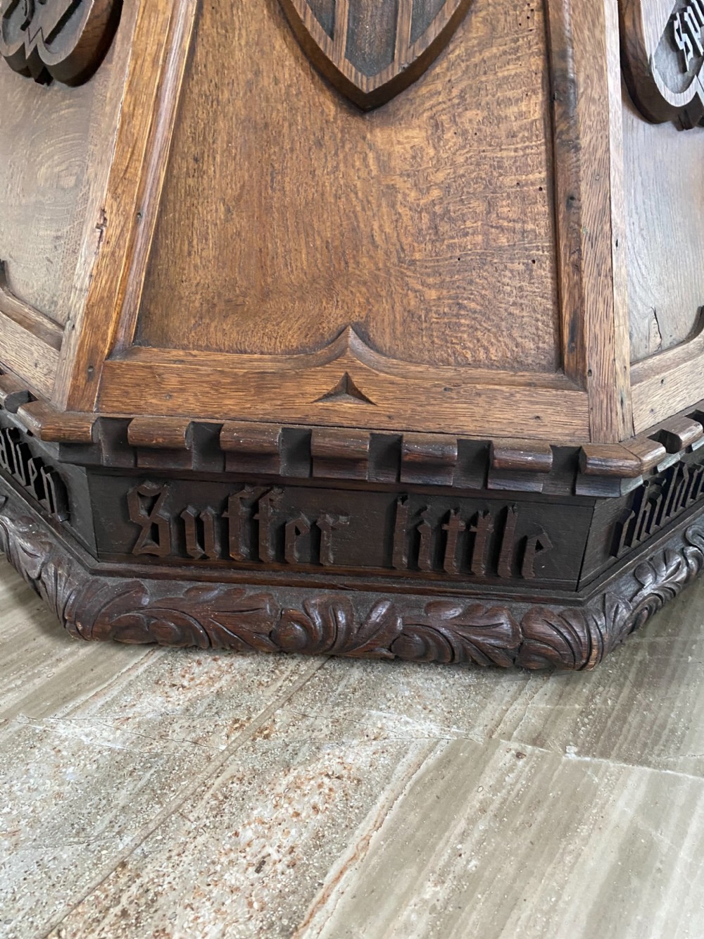 LARGE 19th Century Carved Oak Gothic Church Font Cover View III