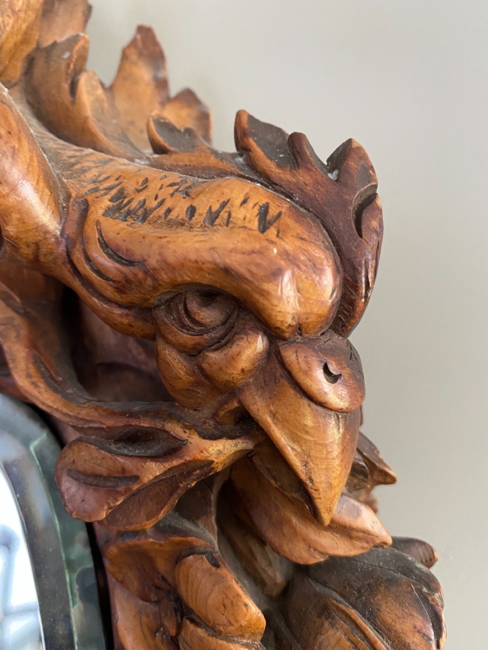 19th Century Carved Wooden Winged Cherub Mirror View V