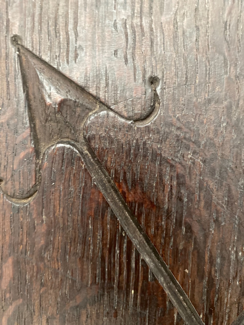 17th Century Carved Oak Tudor Rose Panel View II