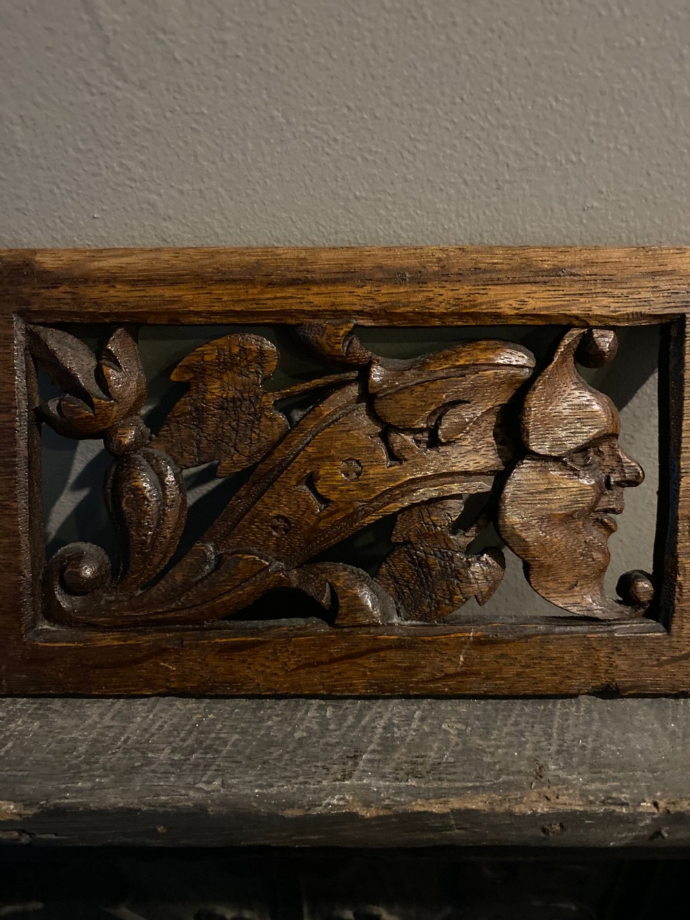 16th Century Carved Oak Green Man Pierced Panel