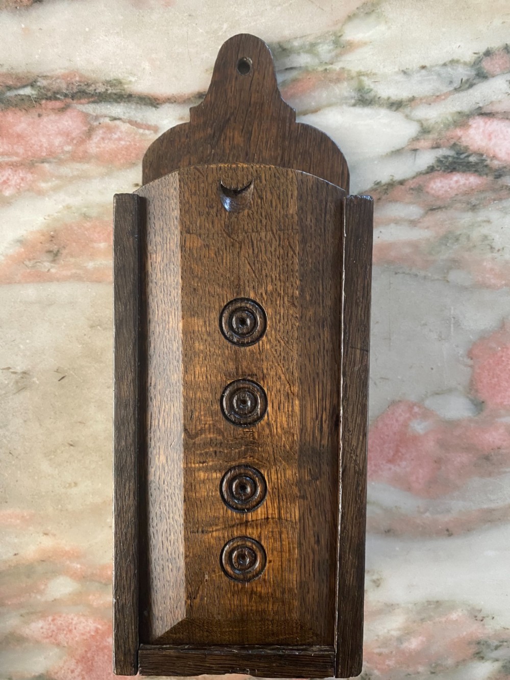 Georgian Carved Oak Welsh Witches Bullseye Candle Box
