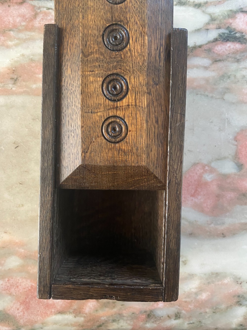 Georgian Carved Oak Welsh Witches Bullseye Candle Box View II