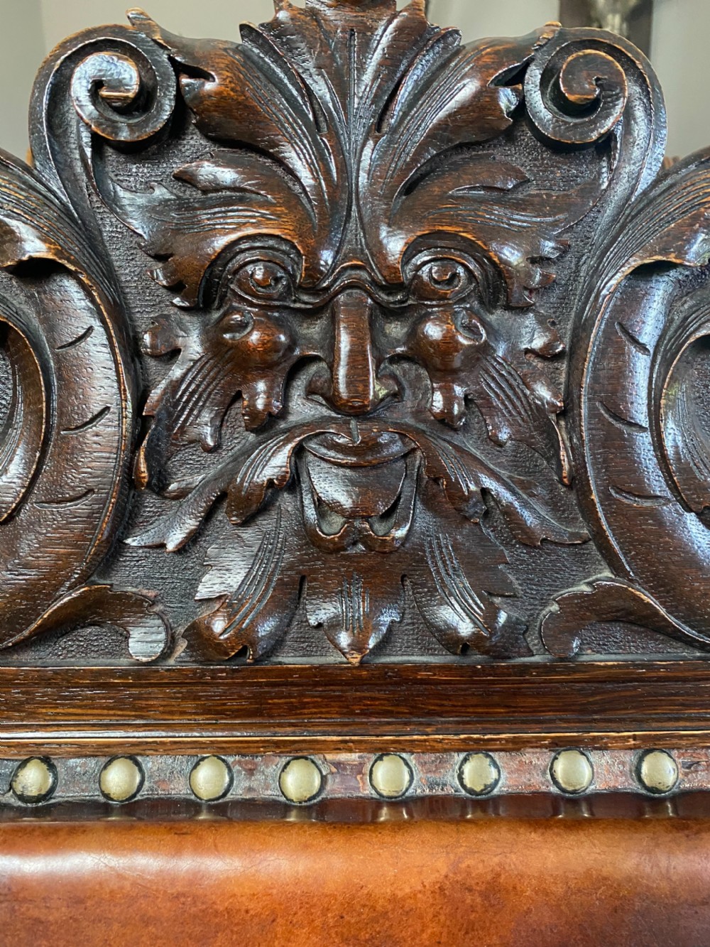 Bodelwyddan Castle 19th Century Carved Oak Green Man Carved DINING Chairs 10 View II