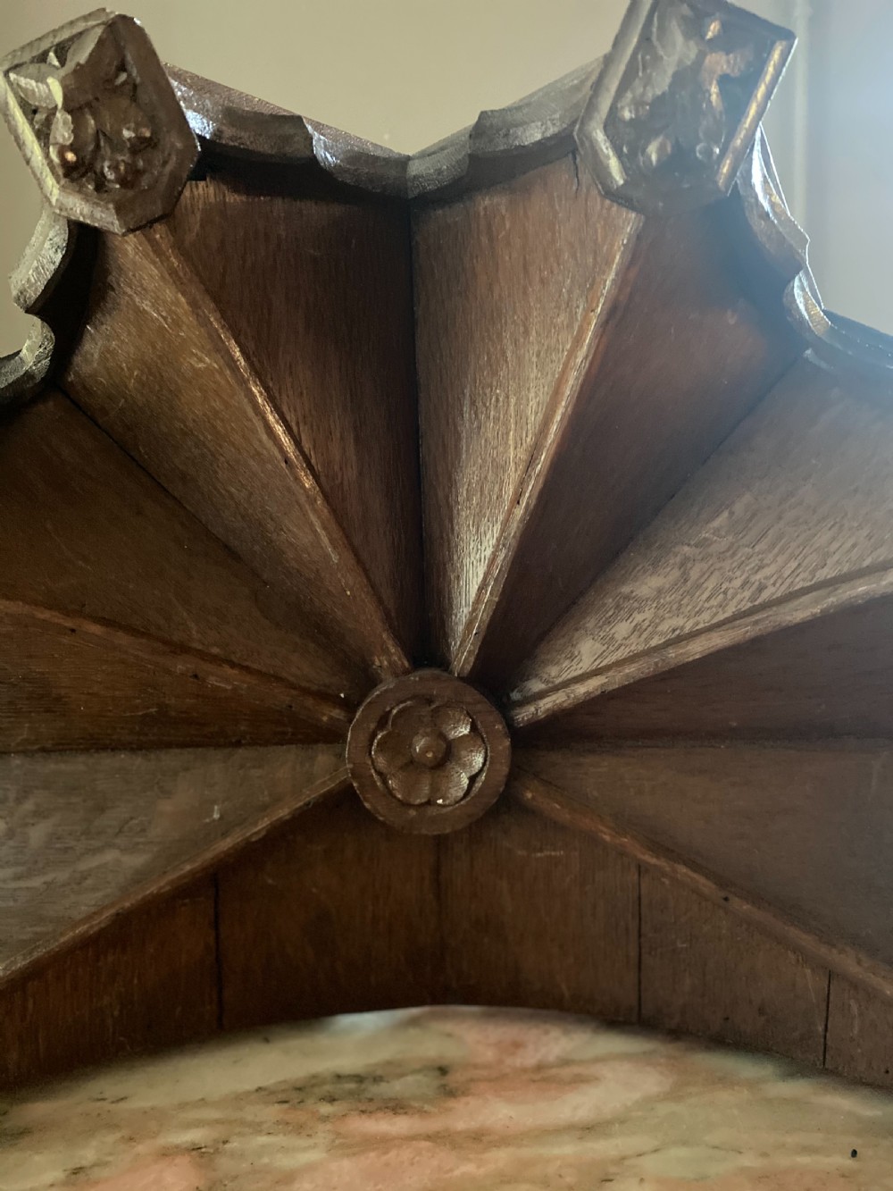 19th Century Carved Oak Gothic Altar Piece Niche View II