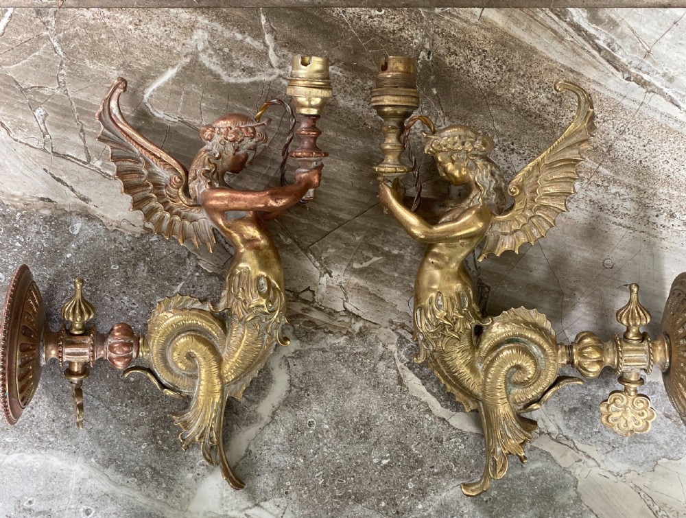 19th Century Richard Evered Winged Angel Wall Lights
