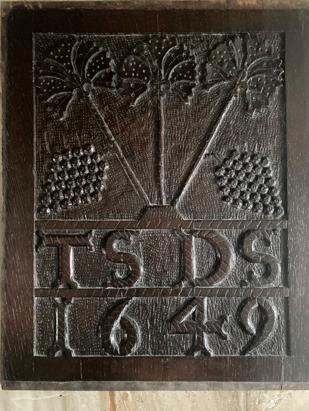 RARE Charles I 17th Century Panel Oak Botanical Panel dated 1649