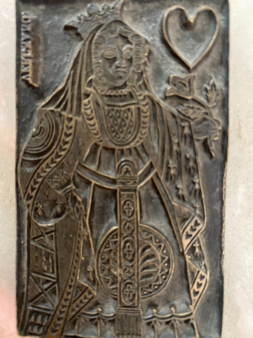 RARE Stefano Vergnano Bronze Tarot Card Printing Mould Queen of Wands 