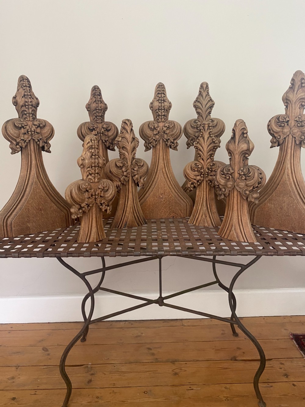 18th Century Gothic Carved Oak Finials X 8