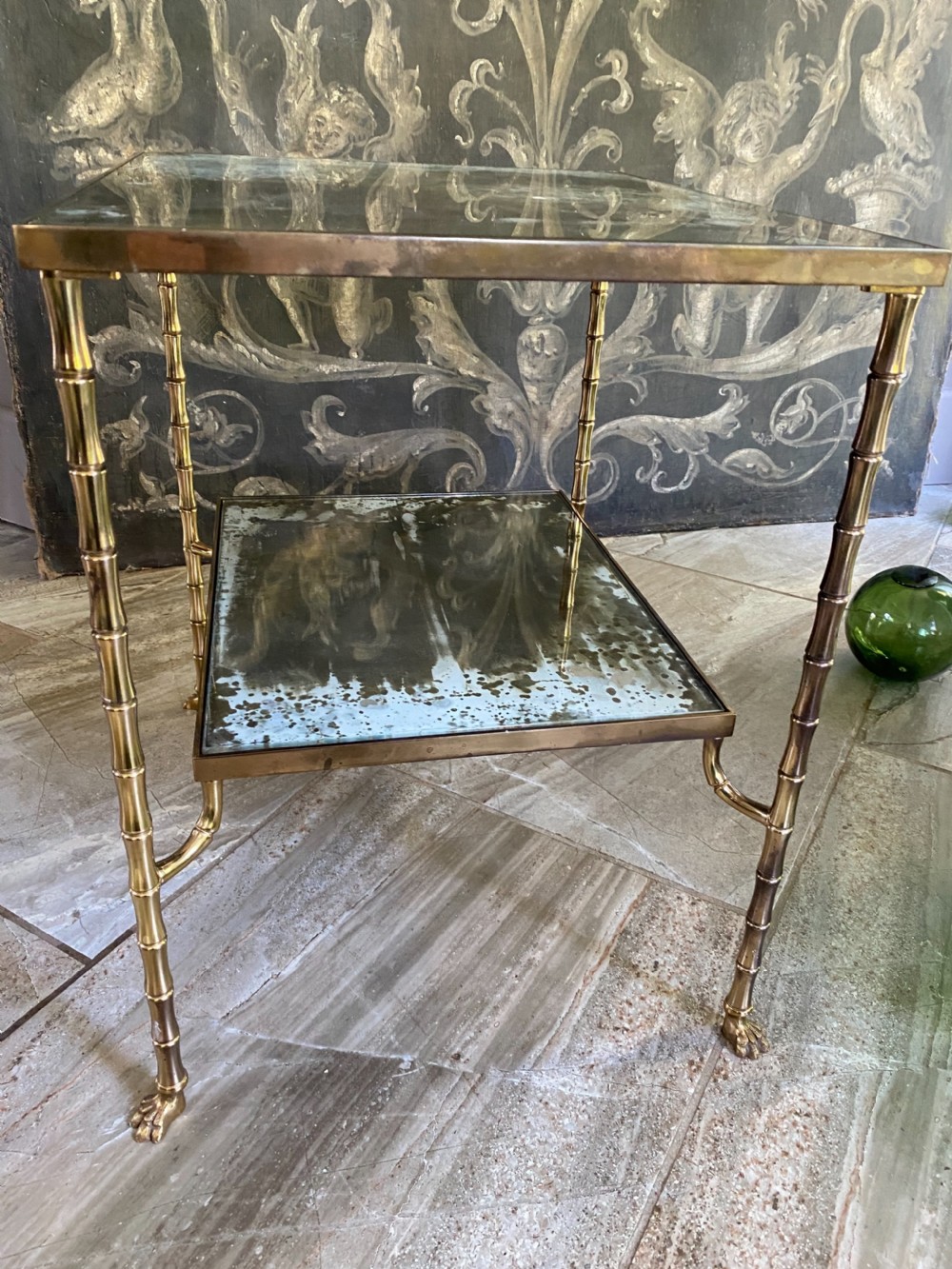 Rare Maison Bagues Etagere Bronze Mirror Glass Coffee Table View IV