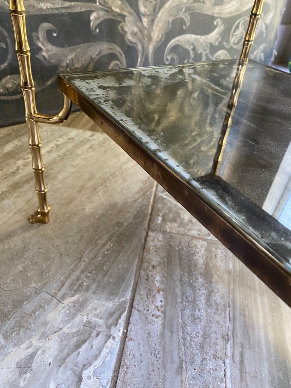 Rare Maison Bagues Etagere Bronze Mirror Glass Coffee Table View VII