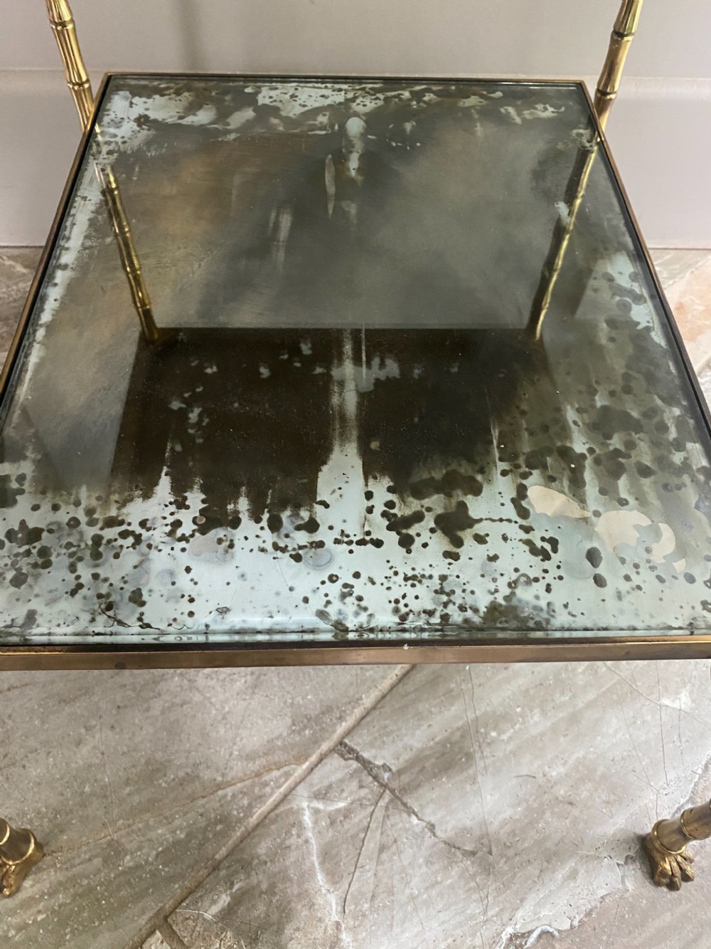 Rare Maison Bagues Etagere Bronze Mirror Glass Coffee Table View VIII