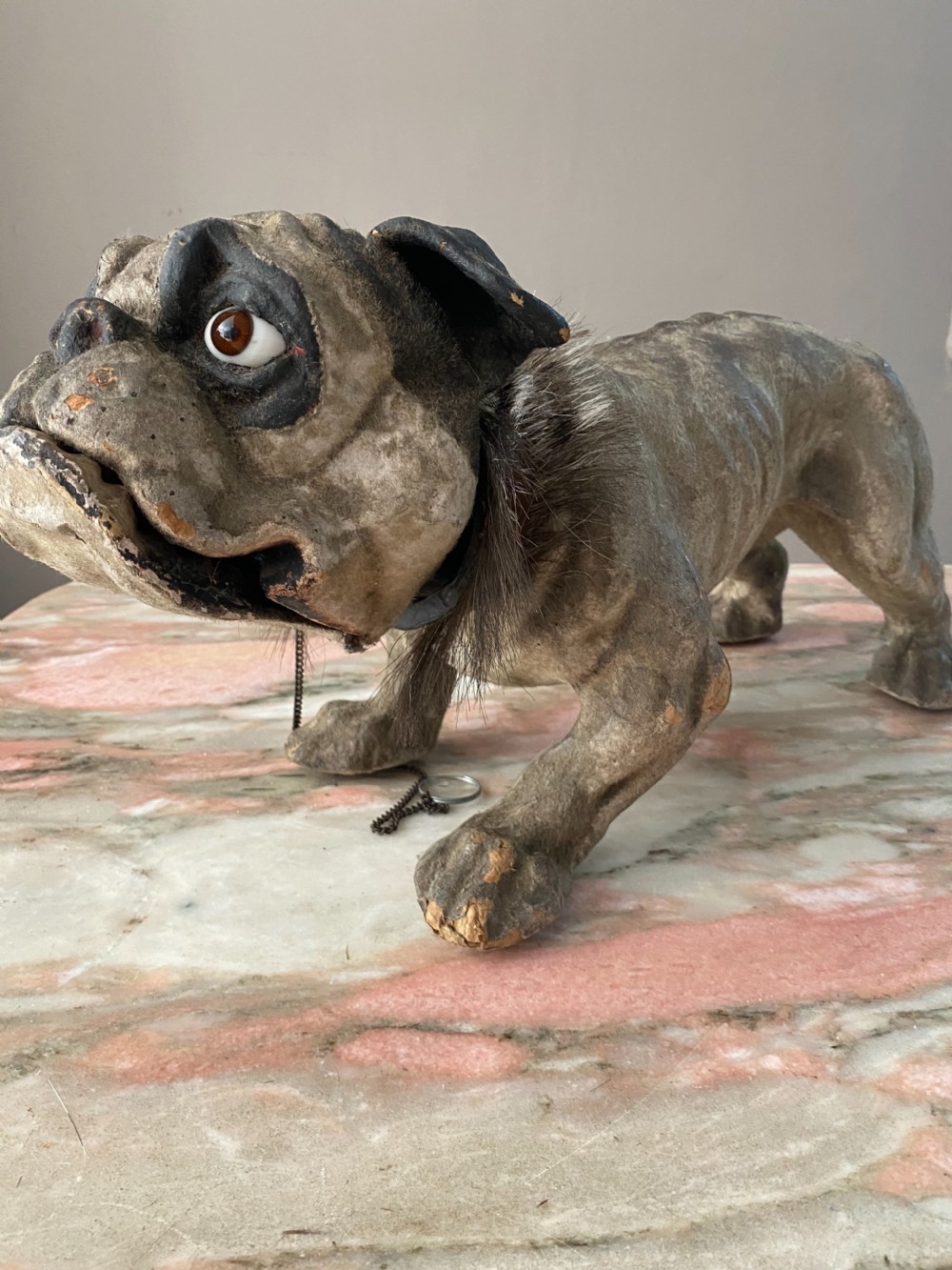 RARE 19th Century Roulette Et DeCamps French Bulldog Automaton View II