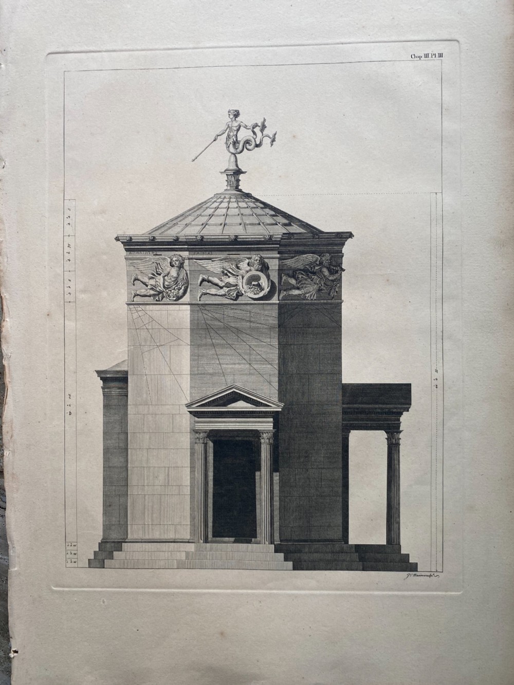 18th Century Architectural Engraving Tower of Winds Weathervane View II