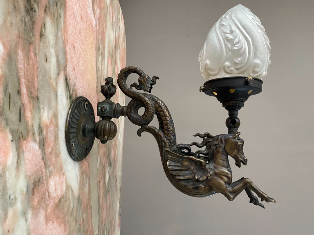 VICTORIAN Winged Horse Hippocampus Wall Light 