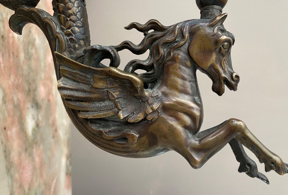 VICTORIAN Winged Horse Hippocampus Wall Light  View III