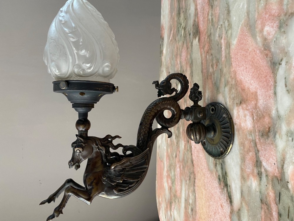 VICTORIAN Winged Horse Hippocampus Wall Light  View IV