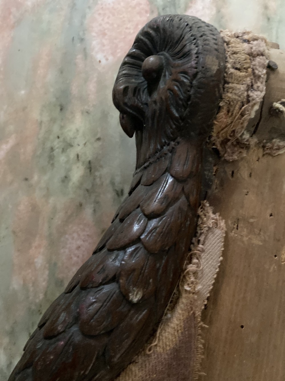 ARTS & CRAFTS Carved Walnut Owl Chair Legs with Ball and Claw Feet View V