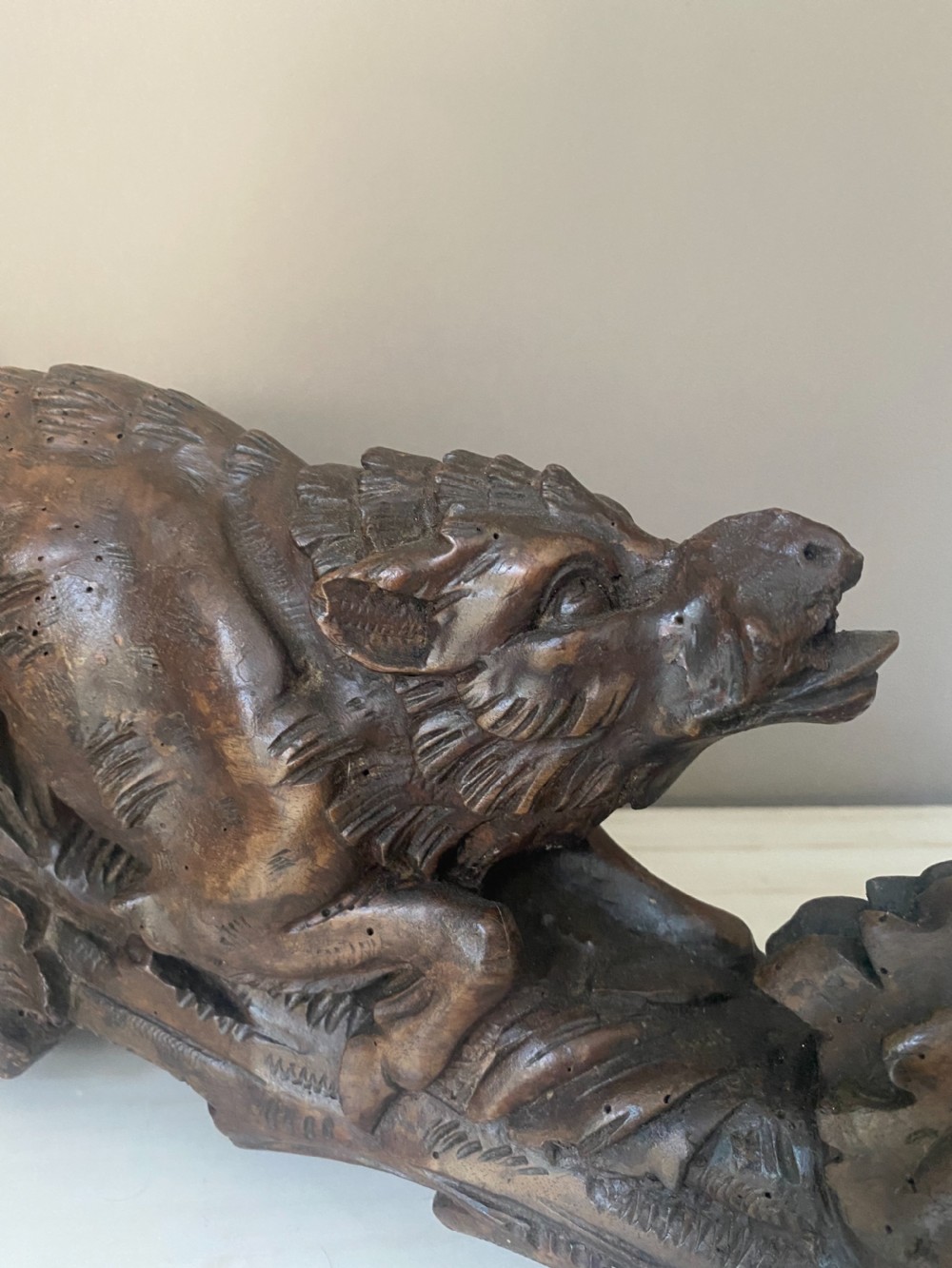 19th Century Carved Black Forest Wild Boar View III