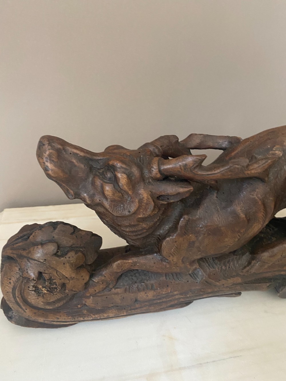 19TH Century Black Forest Carved Stag View II