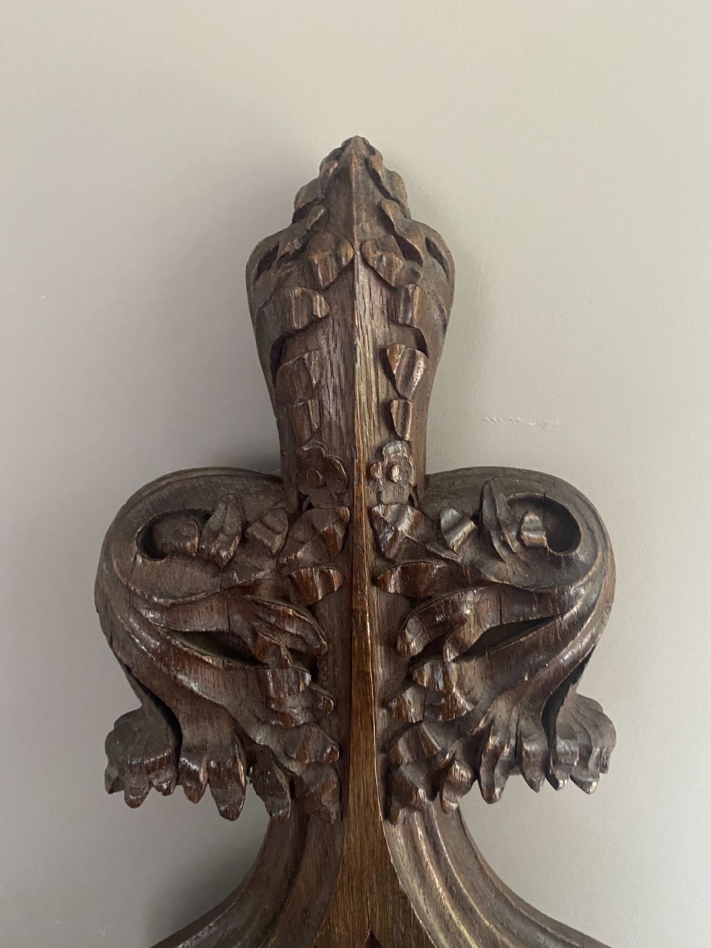 19th Century Carved Oak Gothic Church Pew Panel View III