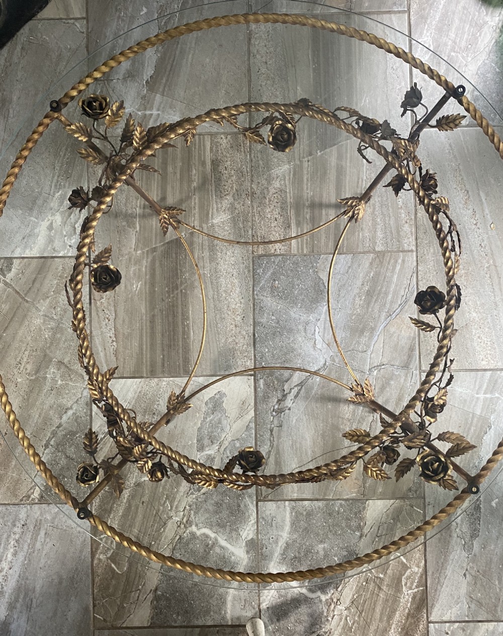 RARE Antique Large French Gilt Coffee Table View II