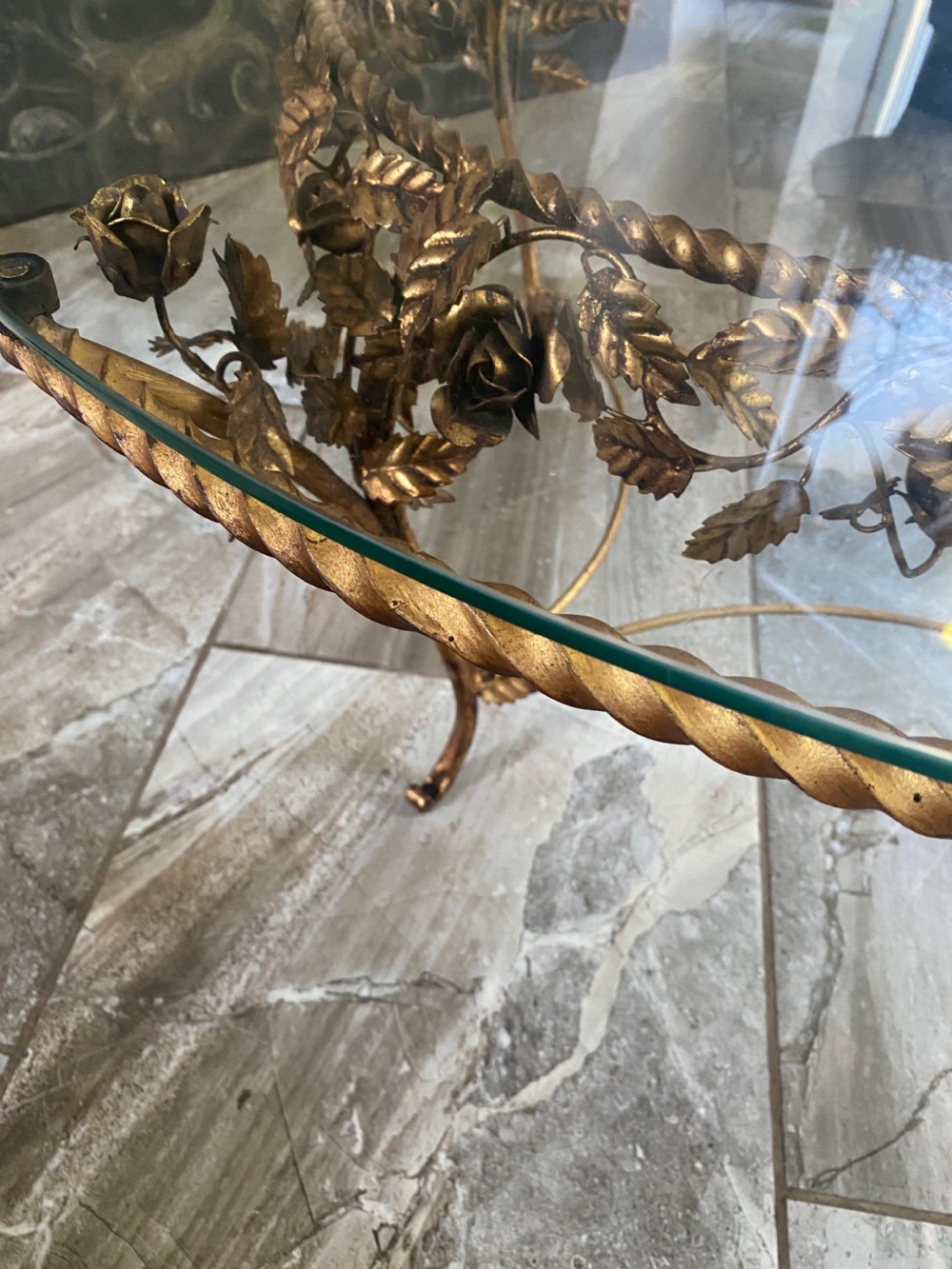 RARE Antique Large French Gilt Coffee Table View VII