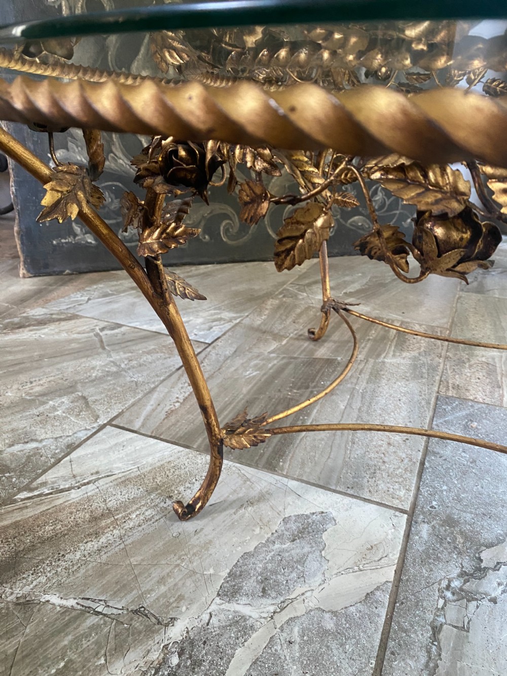 RARE Antique Large French Gilt Coffee Table View VIII